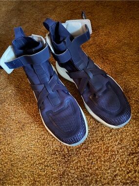 High-Top Navy Strap Sneakers for Men